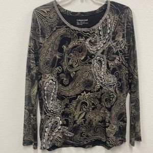 Beautiful EUC cold water creek black with sheet arms blouse - XL